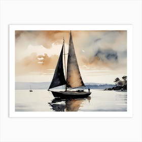 Sailboat Painting Lake House (22) Art Print
