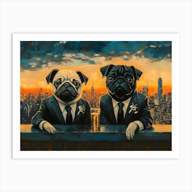 Gentleman Pugs At Nyc Rooftop Bar 3 Art Print