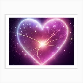 A Colorful Glowing Heart On A Dark Background Horizontal Composition 50 Art Print