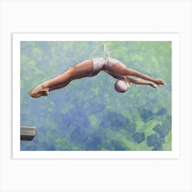 Aqua High Diver Art Print