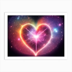 A Colorful Glowing Heart On A Dark Background Horizontal Composition 82 Art Print