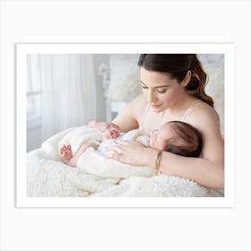 An Ultra Realistic Composition Featuring The Tender Interplay Between A Newborn And A Caregiver Car Art Print