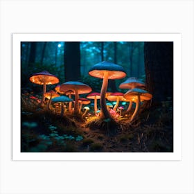 Magical gloving Mushroom Forest 3 Art Print
