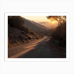 Sunset On A Mountain Road Art Print