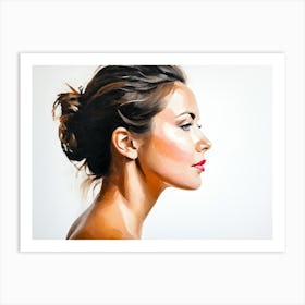 Side Profile Of Beautiful Woman Oil Painting 67 Art Print