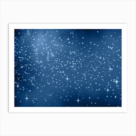 Midnight Blue Shining Star Background Art Print