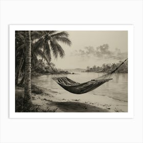 Hammock On The Beach Hamptons Style 1 Art Print