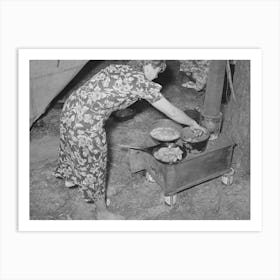 White Migratory Berry Picker Preparing Dinner In Front Of Tent Near Hammond, Louisiana By Russell Lee Art Print