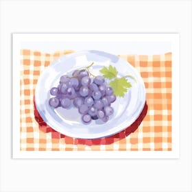 A Plate Of Grapes, Top View Food Illustration, Landscape 1 Art Print