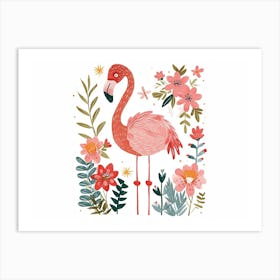Little Floral Flamingo 3 Art Print