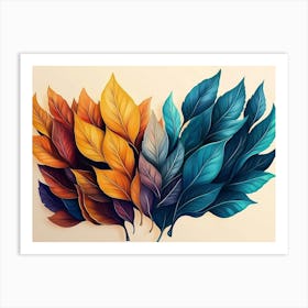 Beautiful Illustration Of Colorful Leaves 7 Art Print