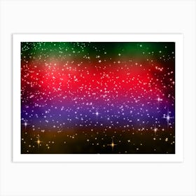 Yellow, Blue, Red, Green Shining Star Background Art Print