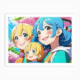 Happy Anime Family Art Print