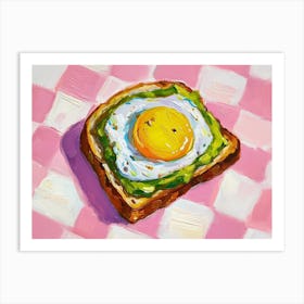 Avocado Egg On Toast Pink Checkerboard 2 Art Print