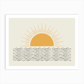 Sunrise Ocean - Mid-century Modern Style Art Print