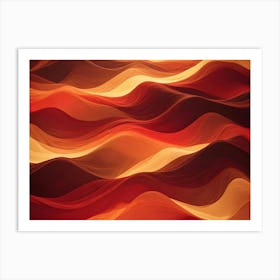 Abstract Background With Flowing, Wavy Lines In Shades Of Red, Orange, And Yellow, Creating A Dynamic And Fiery Effect Art Print