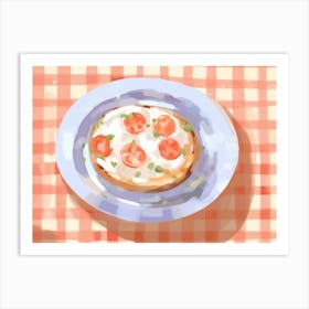 A Plate Of Bruschetta, Top View Food Illustration, Landscape 2 Art Print