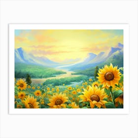 Sunflowers In The Mountains Art Print