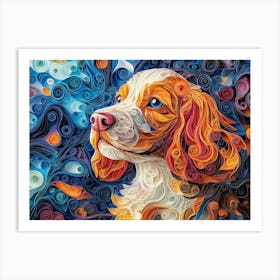 Cocker Spaniel Paper Quilling Dog Portrait Art Print