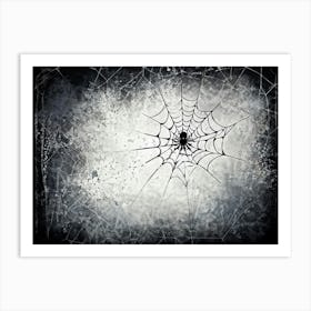 Art Grey Decor Design Halloween Horizontal Grunge Skittish Dark Spiders Web Net Silhouet (29) Art Print