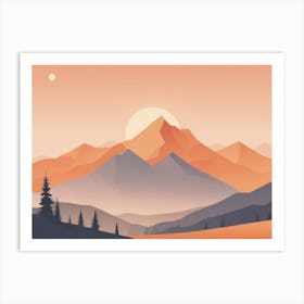 Misty mountains horizontal background in orange tone 158 Art Print