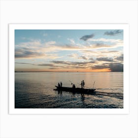 Sunset Fishermen In Manila, Philippines Art Print