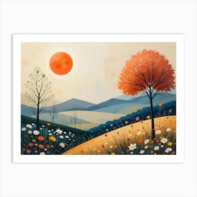 Sunset In The Meadow 3 Art Print