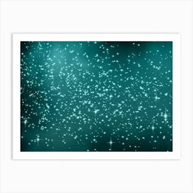 Dark Cyan Shining Star Background Art Print