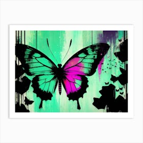 Butterfly On A Green Background Art Print