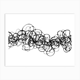 Abstract wavy line composition / Hand Drawn / Black&White Art Print