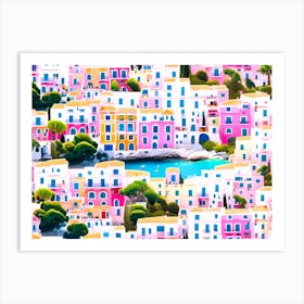 Pink Houses In The Sea Art Print