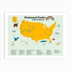 United States National Parks Art Print