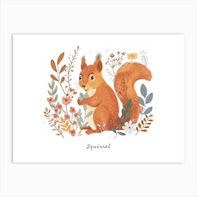 Little Floral Squirrel 2 Poster Art Print