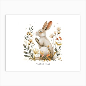 Little Floral Arctic Hare 5 Poster Art Print