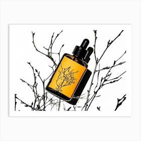 Oil Bottle On Branches Art Print