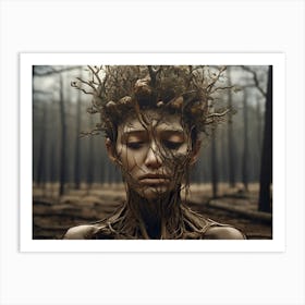 Woman In The Forest Art Print