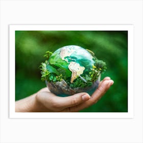 Earth Globe In Hand Art Print