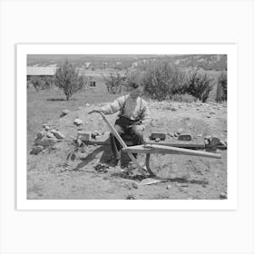 Spanish American Farmer With Wooden Plow Which Was Used By His Father, Chamisal, New Mexico By Russell Lee Art Print