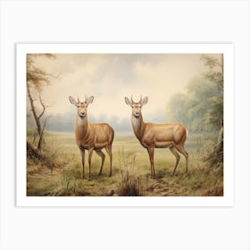 Autumn Forest Deer Painting Art Print