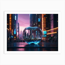 Default A Futuristic City Contained Within A Crystal Apple Its 0 Art Print