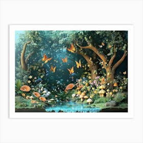 3d Enchanted Forest With Magical Creatures Art Print