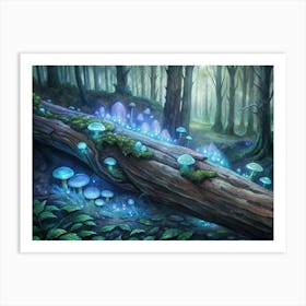 A Glowing Depiction Of Bioluminescent Fungi On A F (1) Art Print