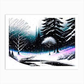 Snowy Winter Landscape Art Print