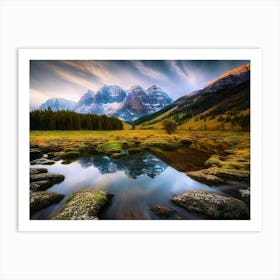 Rocky Mountains Reflected In A Lake Art Print