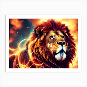 Lion With Lightning Art Print