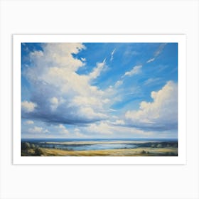 Cumulus Clouds Headlining The Scenic Landscape Clustered Carelessly Against A Shifting Cerulean Ba 2 1 Art Print