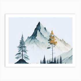 Mountain And Forest In Minimalist Watercolor Horizontal Composition 280 Art Print