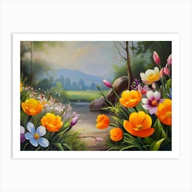 Spring Flowers Oil Painting 11 Art Print