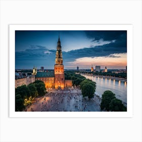 Swedish City At Dusk Art Print