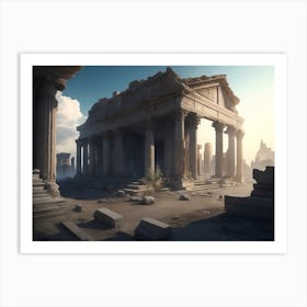 Fantastical Ruined City With Ancient Remains Art Print